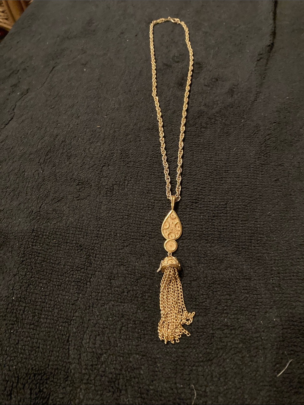 Gold Tassel Pendant Necklace - Elegant Women’s Jewelry